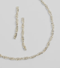 Glamorous Twists Rhinestone Necklace And Earrings Set