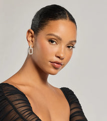 Luxe Shine Rhinestone Square-Shaped Drop Earrings