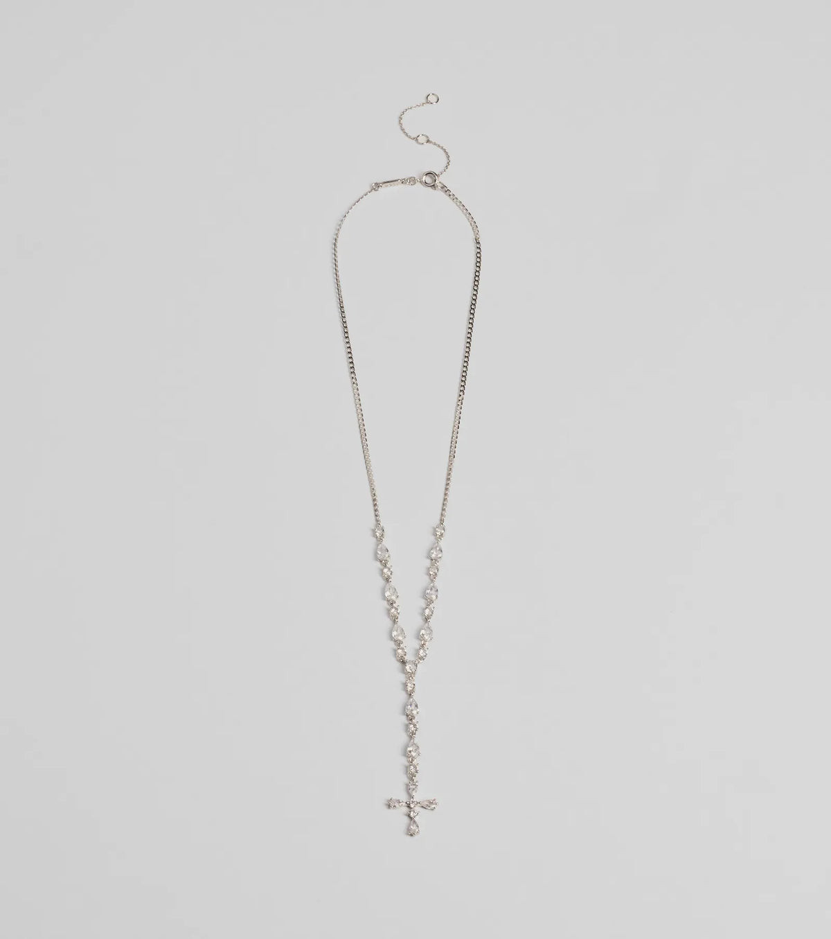 Graceful Elegance Cross Charm Lariat Necklace
